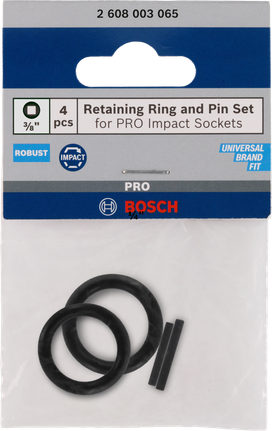 Juego de anillos de retención y pasadores Bosch de 3/8″ (4 piezas).